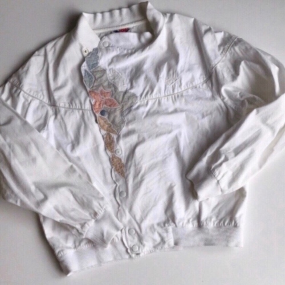 Vintage Pastel Floral Jacket size Medium Letterman Jacket
